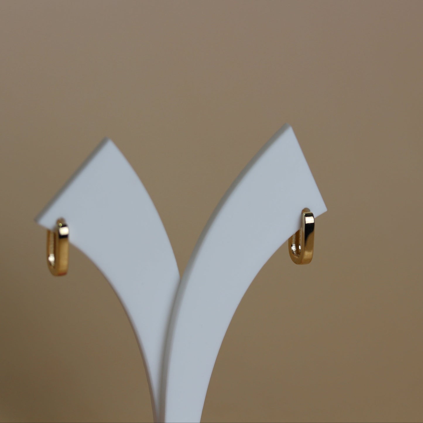 9ct Gold Flat Edge Oval Huggies Earrings Pair