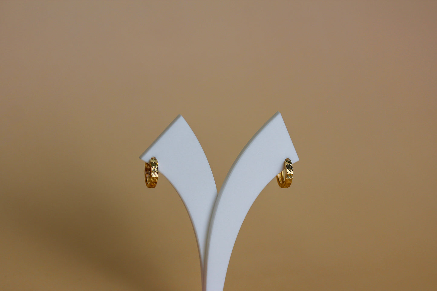 9ct Gold Prism Texture Huggie Earrings