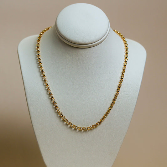 9ct solid yellow gold bold belcher chain necklace with polished ball connectors, available in 45cm and 50cm — Jon Crosbie Jeweller