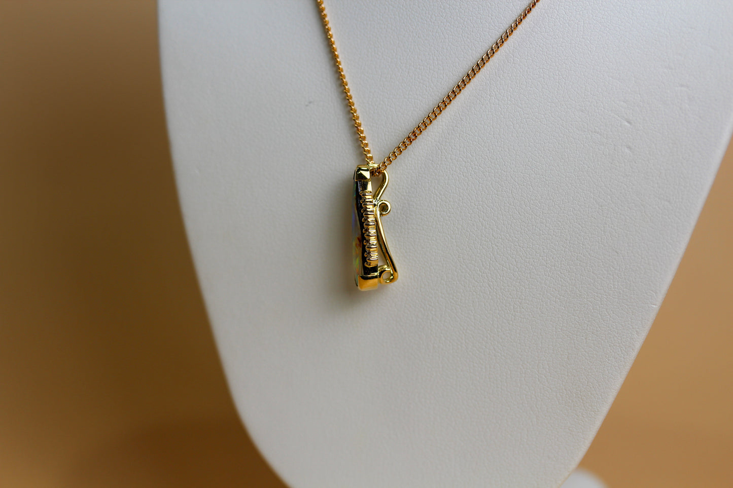 Boulder Opal & Natural Diamond Pendant in 18ct Yellow Gold