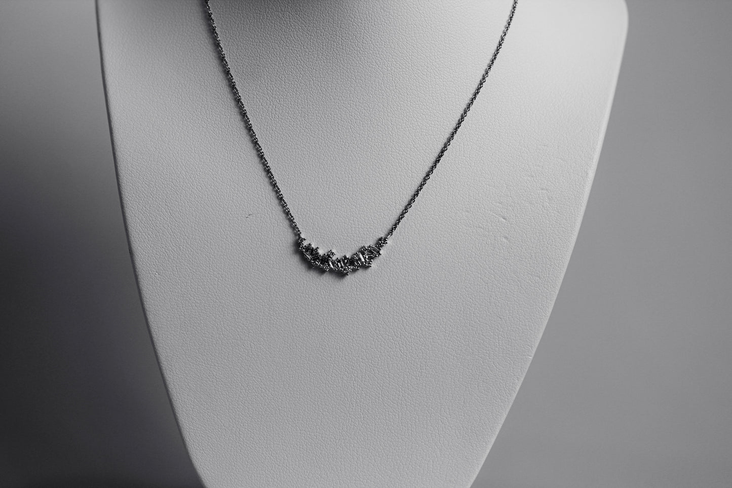 Scattered Natural Diamond Curved Bar Necklace in 9ct Yellow Gold