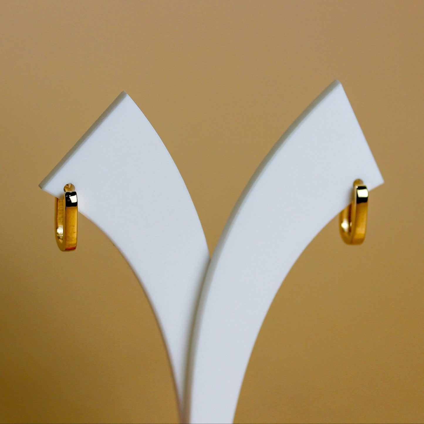 9ct Gold Flat Edge Oval Huggies Earrings Pair