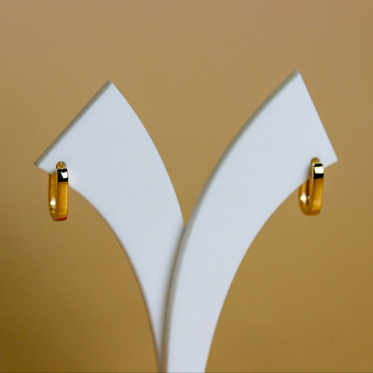 9ct Gold Flat Edge Oval Huggies Earrings Pair