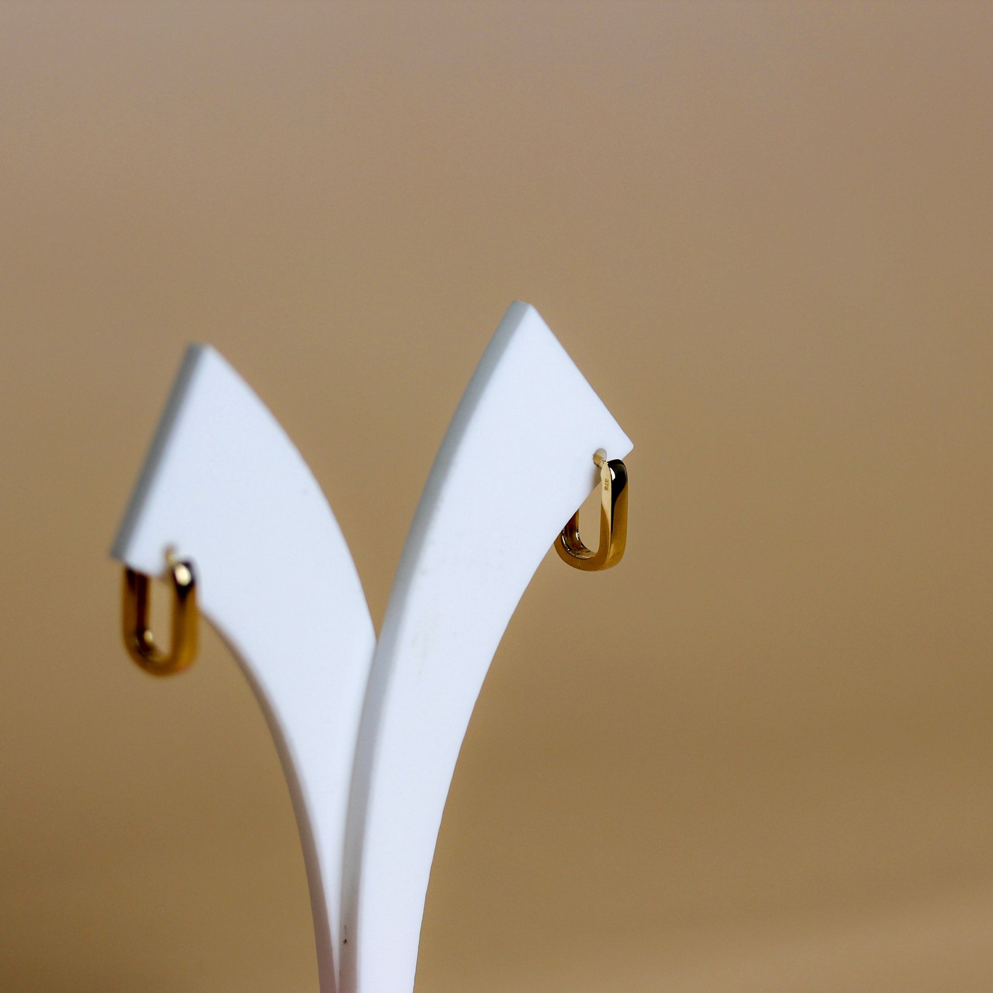 9ct Gold Flat Edge Oval Huggies Earrings Pair