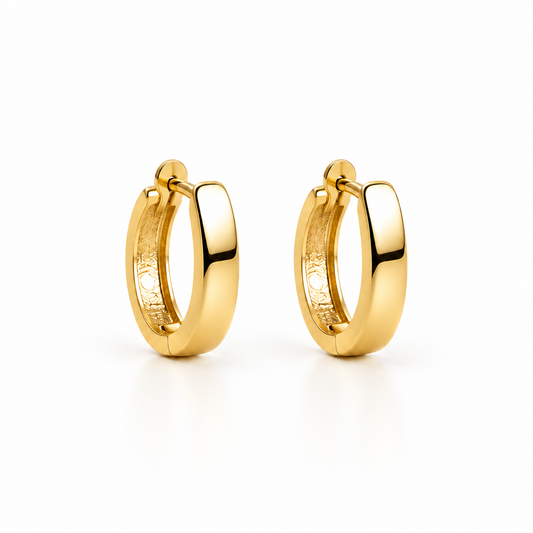 Oval Huggie Earrings in 9ct Solid Yellow Gold