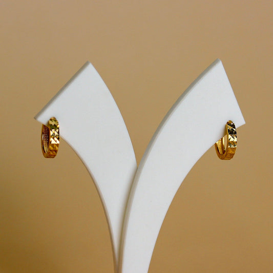 9ct Gold Prism Texture Huggie Earrings