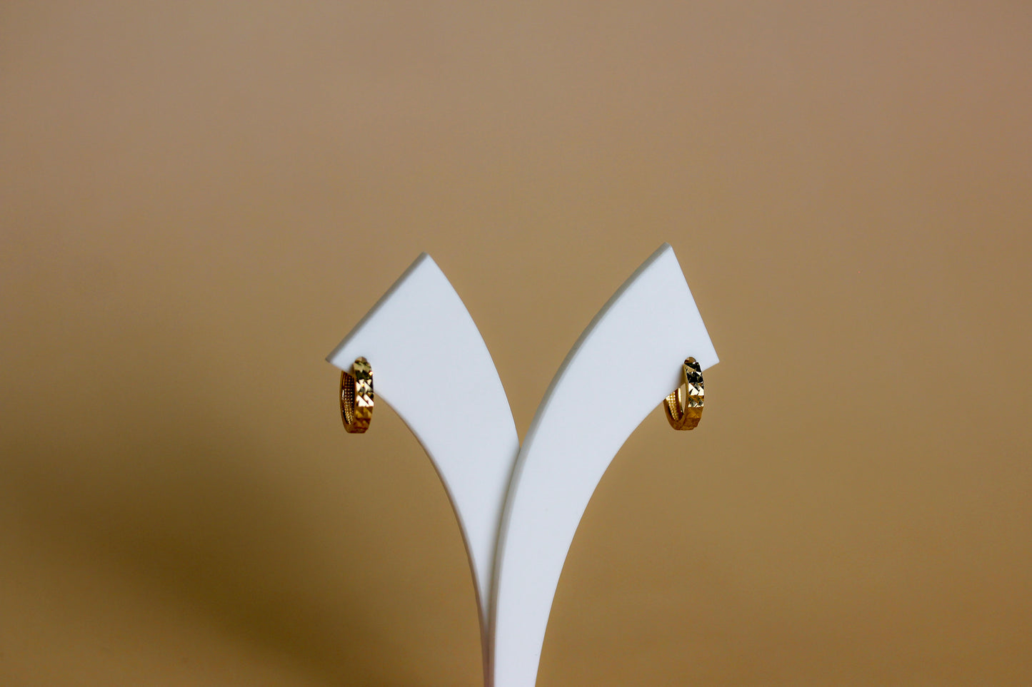 9ct Gold Prism Texture Huggie Earrings