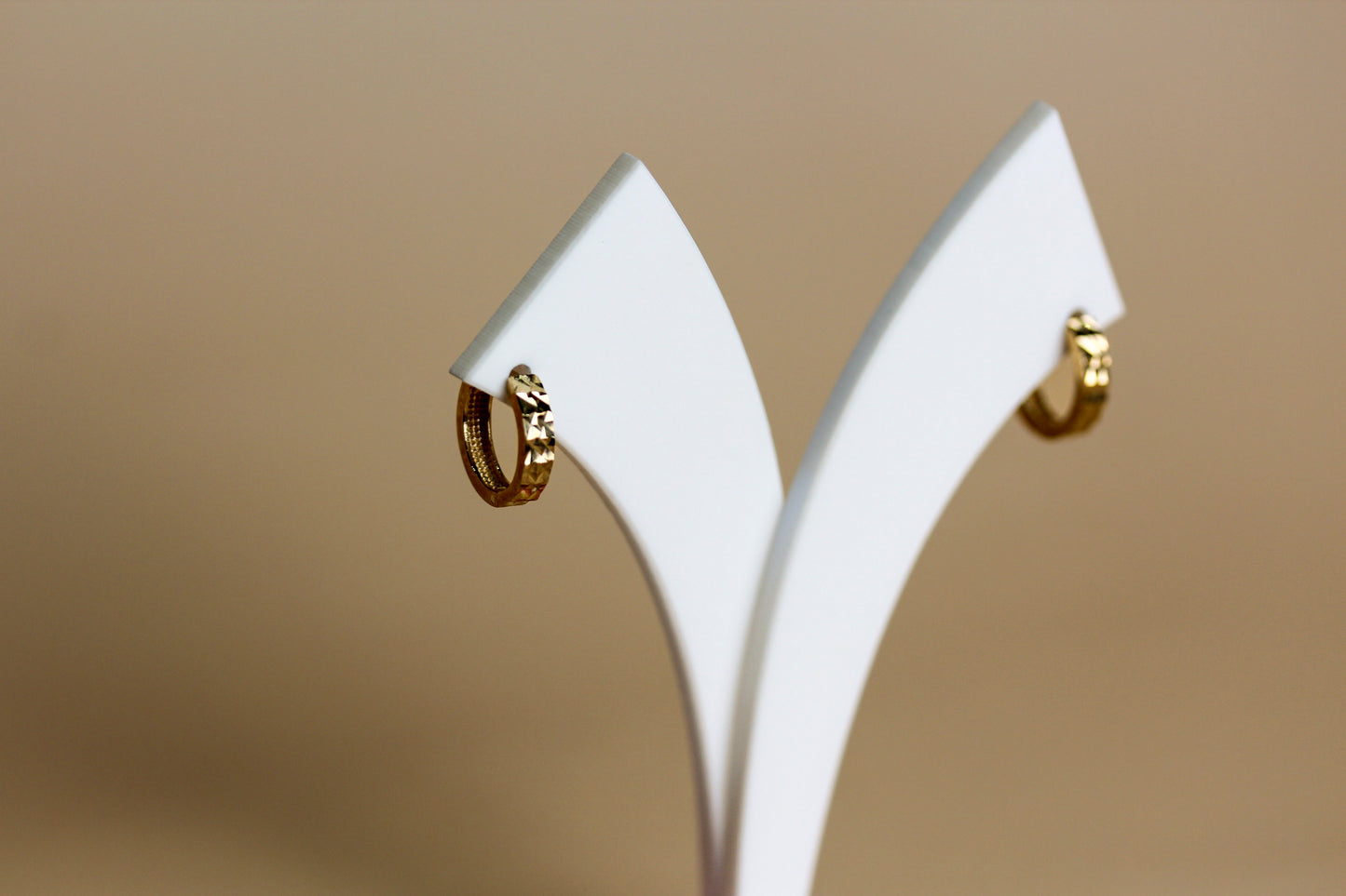 9ct Gold Prism Texture Huggie Earrings
