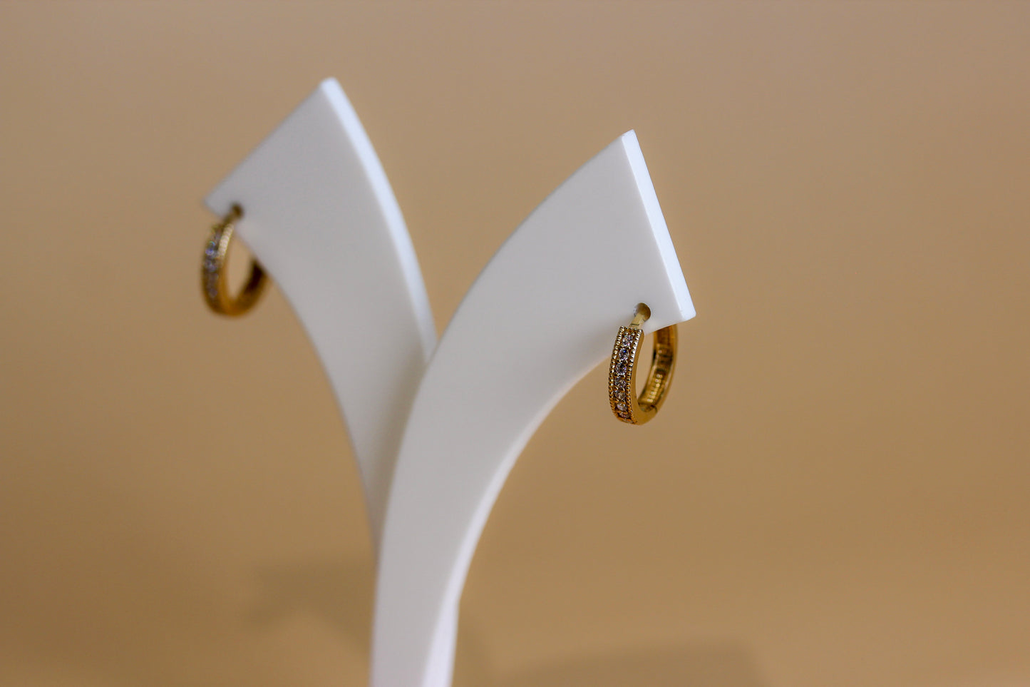 Milgrain Pave CZ 9ct Gold Huggie Earrings